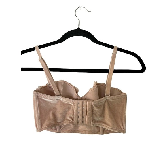 VICTORIA'S SECRET Womens Bra DREAM ANGELS Velvet Longline Beige Underwire 32C - Picture 3 of 7